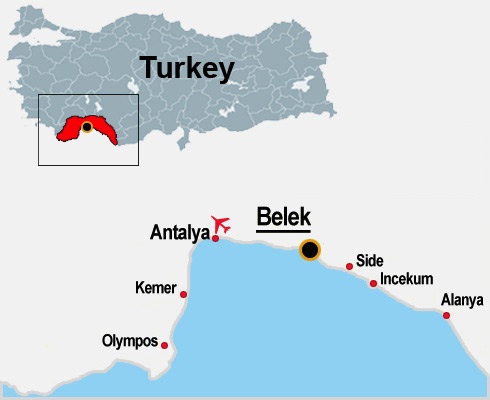 Belek map Turkey