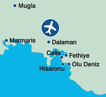 Calis beach map