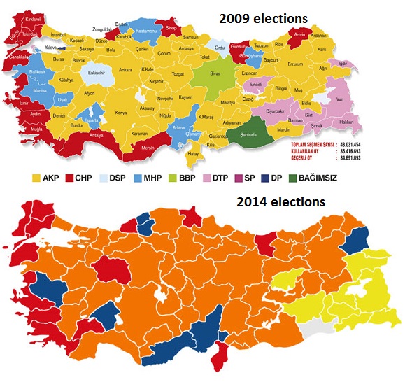 Map Turkey elections 2014 local