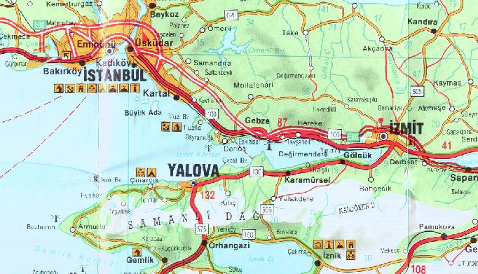 Yalova map, Turkey