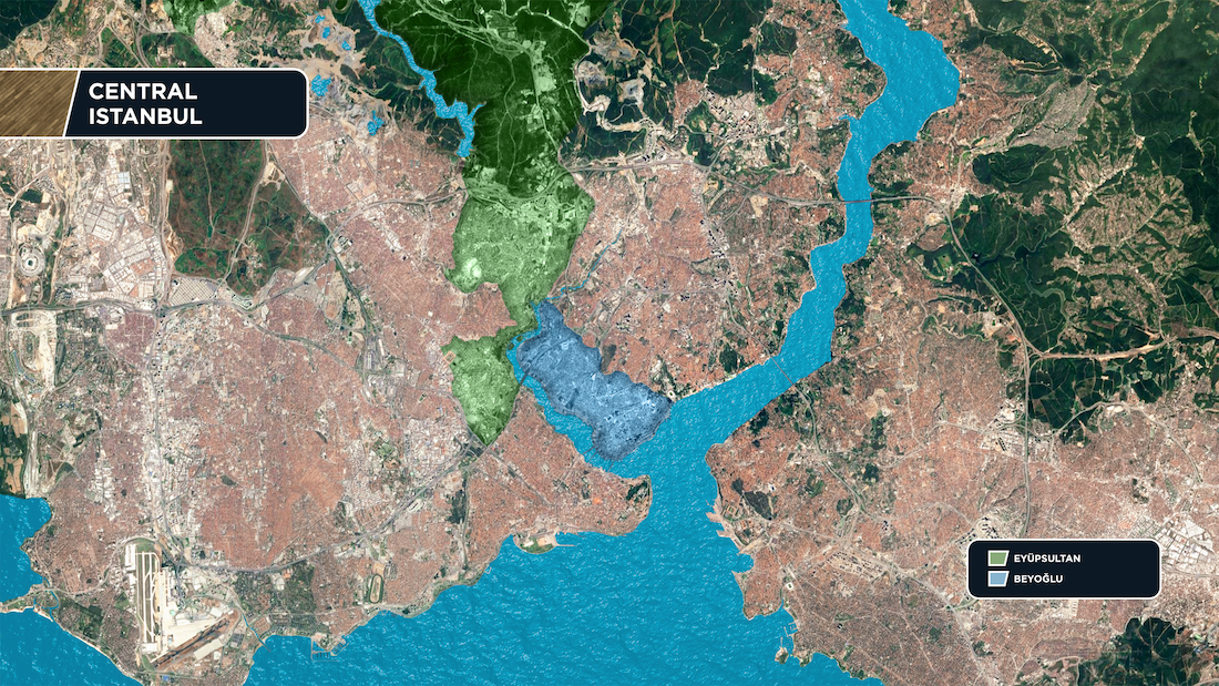 Eyup to Beyoglu Map